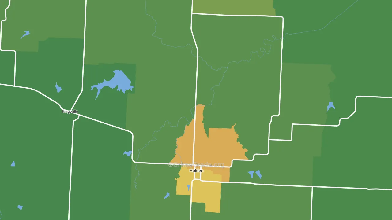 Holden, MO Map of Robbery Rates