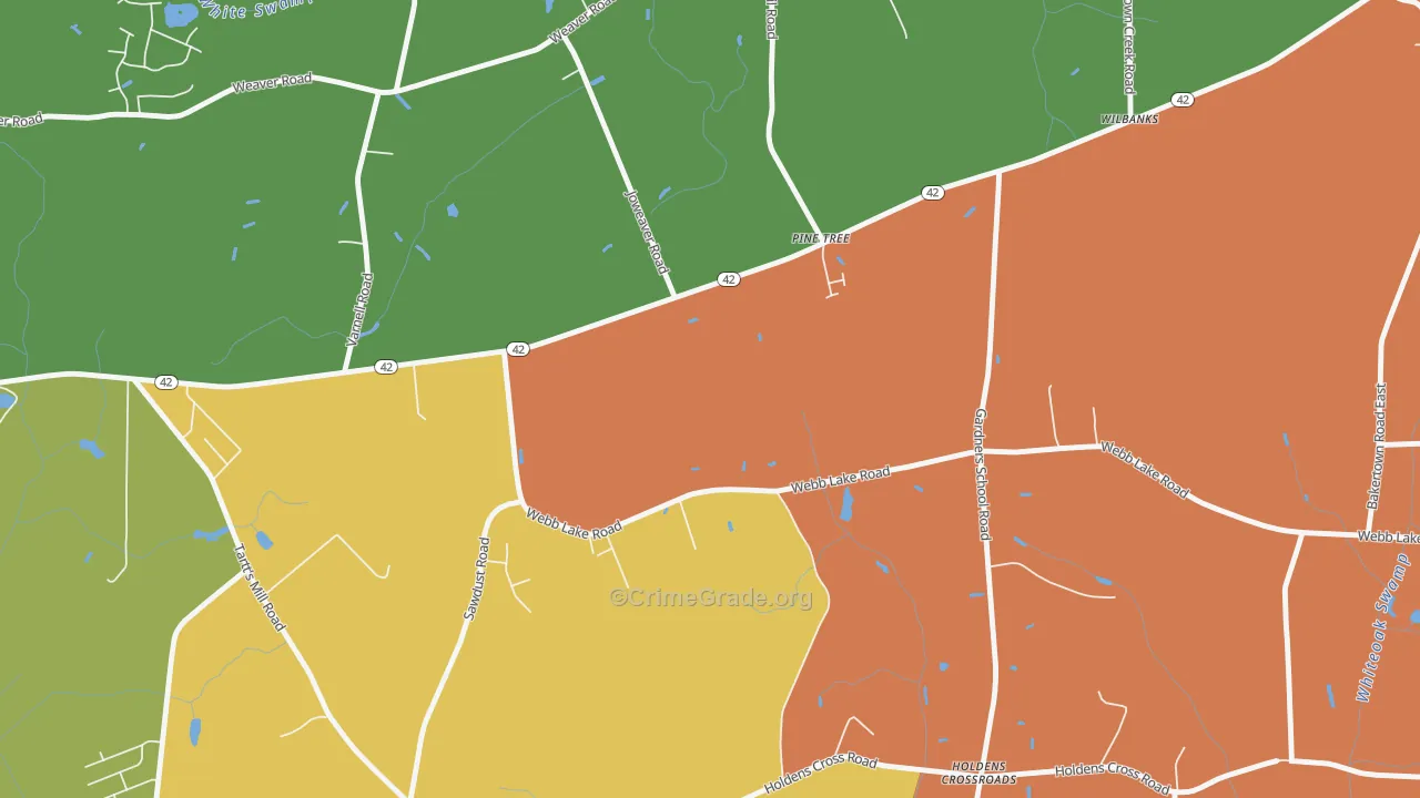 Holdens Crossroads, NC Map of Robbery Rates