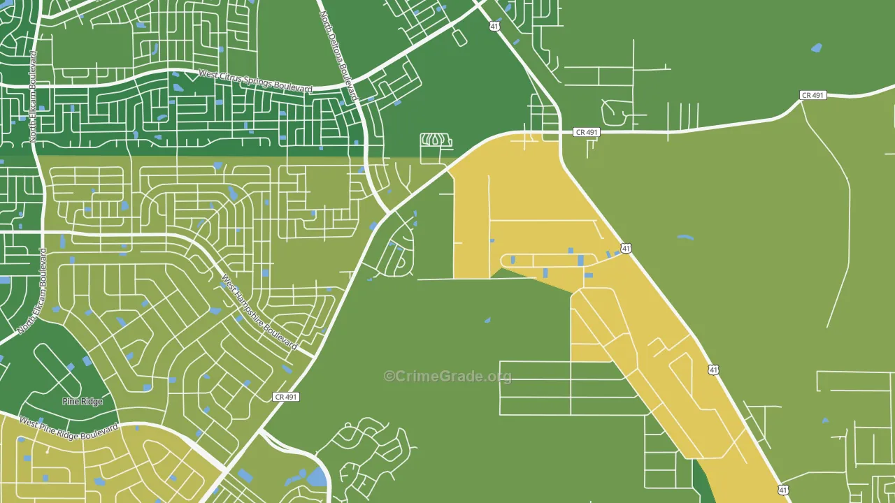 Holder, FL Map of Robbery Rates