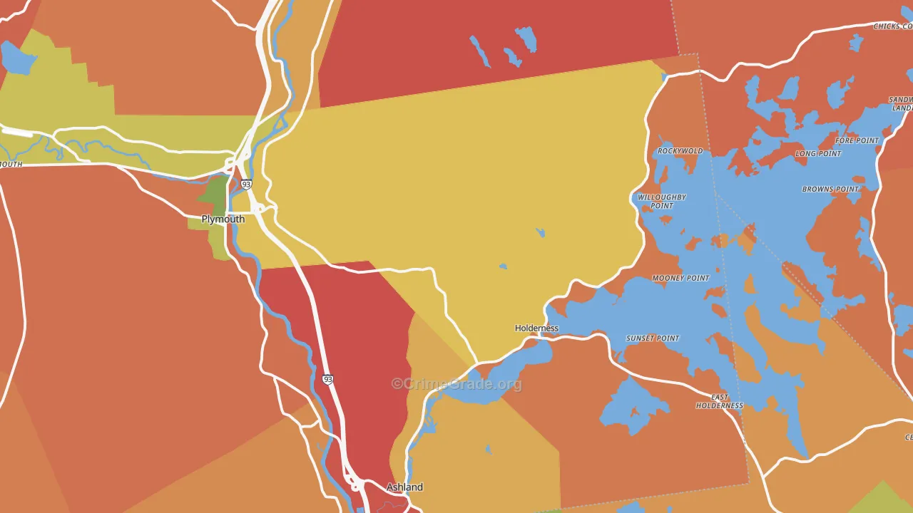 Holderness, NH Map of Robbery Rates