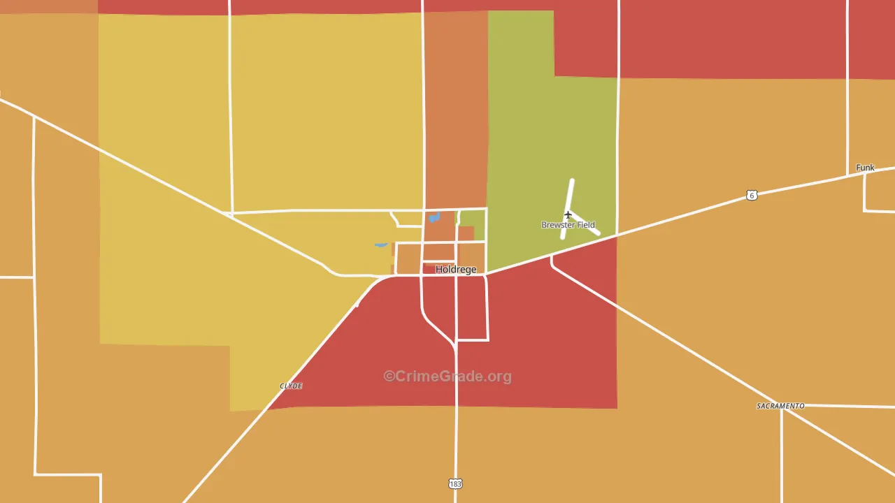 Holdrege, NE Map of Robbery Rates