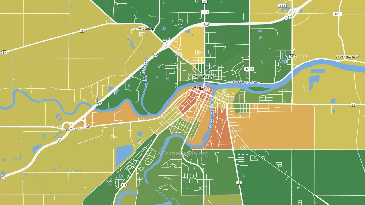 Holgate Avenue Historic District, Defiance, OH Map of Robbery Rates