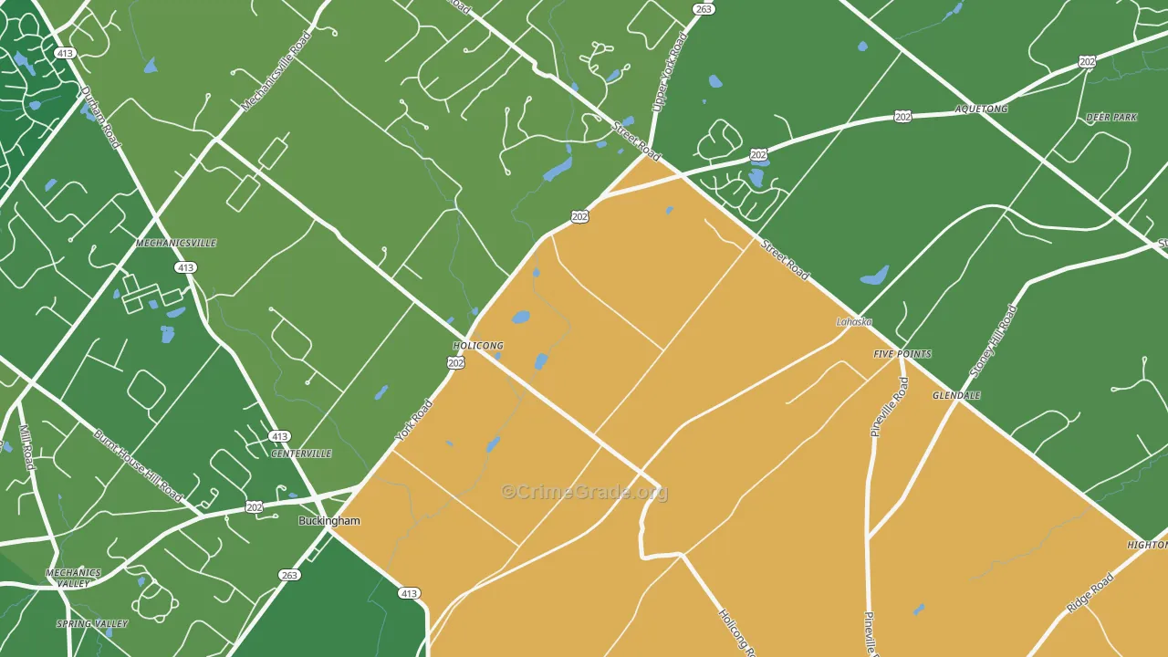 Holicong, PA Map of Robbery Rates