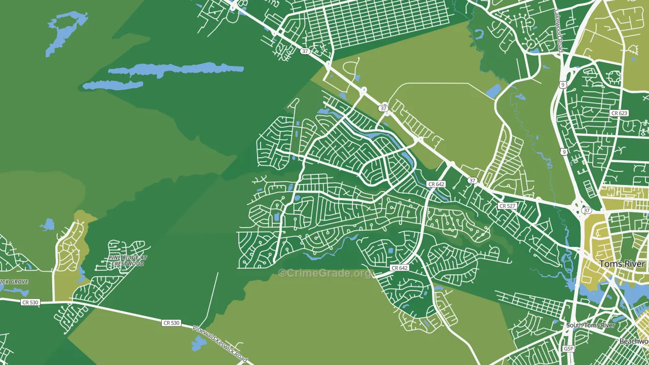 Holiday City-Berkeley, NJ Map of Robbery Rates