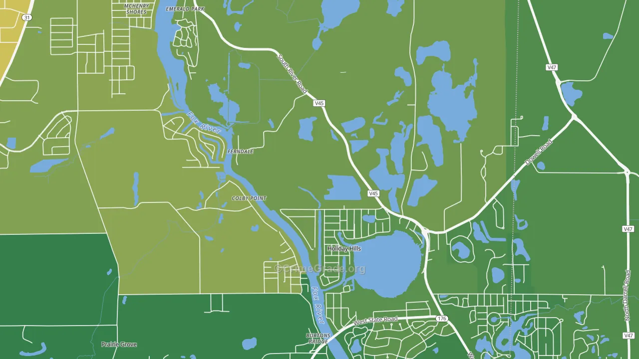 Holiday Hills, IL Map of Robbery Rates