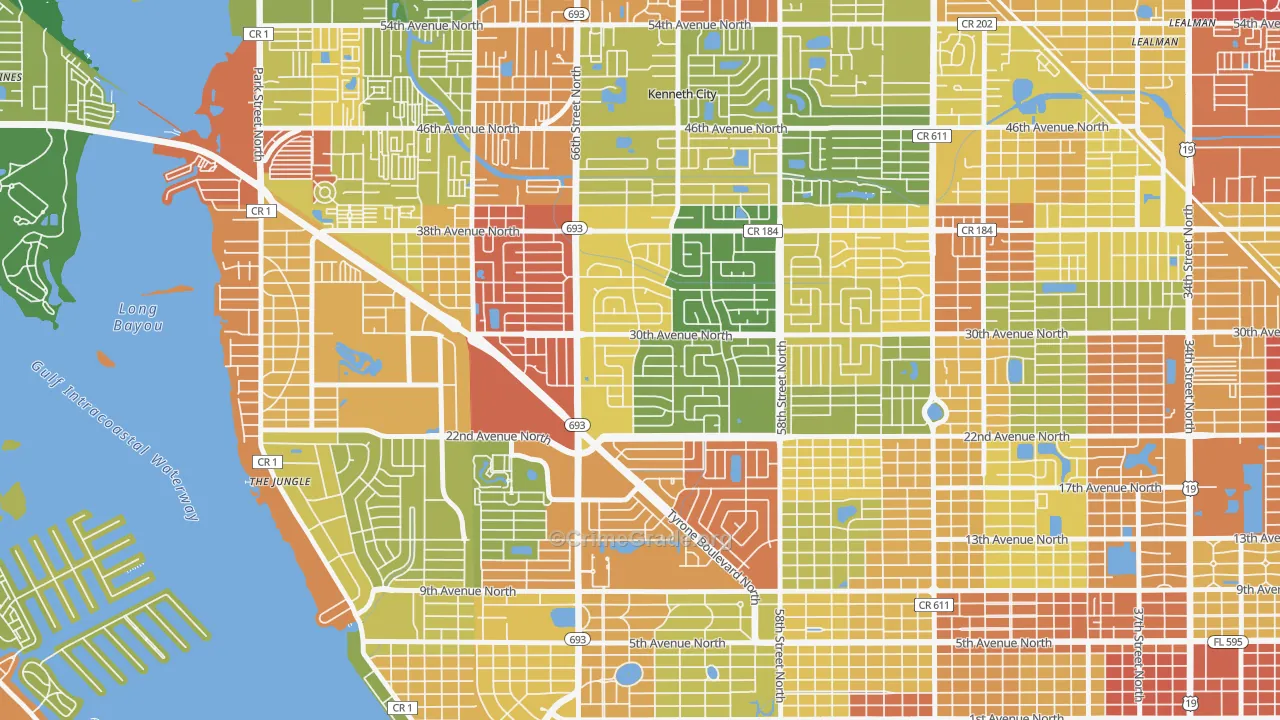 Holiday Park, St. Petersburg, FL Map of Robbery Rates
