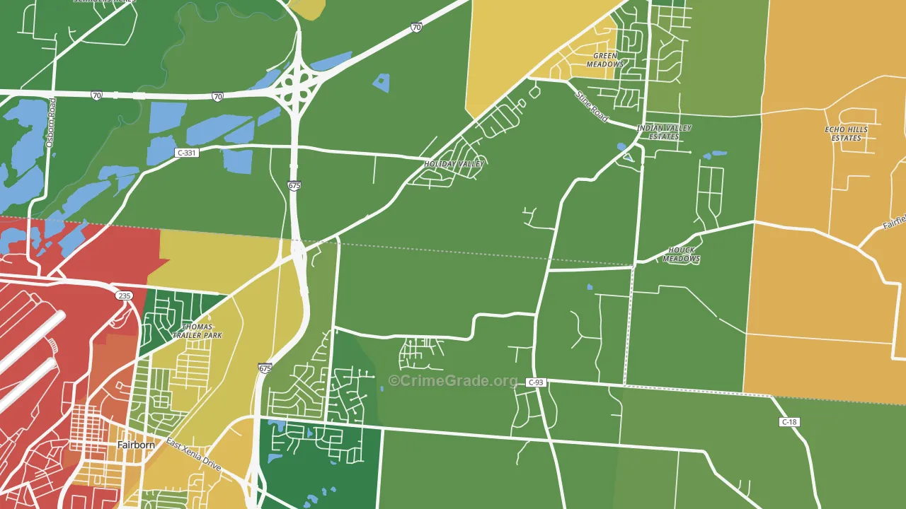 Holiday Valley, OH Map of Robbery Rates