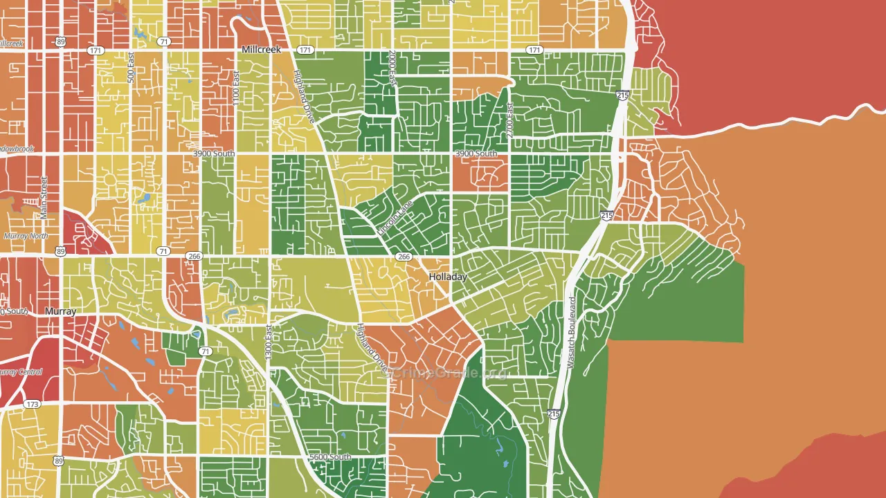 Holladay, UT Map of Robbery Rates