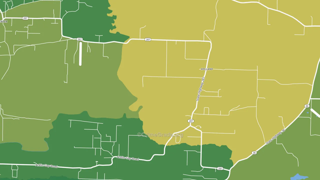 Holland, AR Map of Robbery Rates