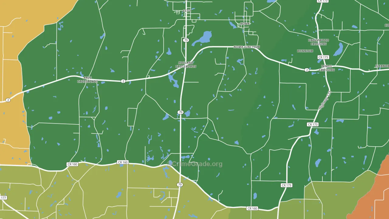 Holland Crossroads, FL Map of Robbery Rates