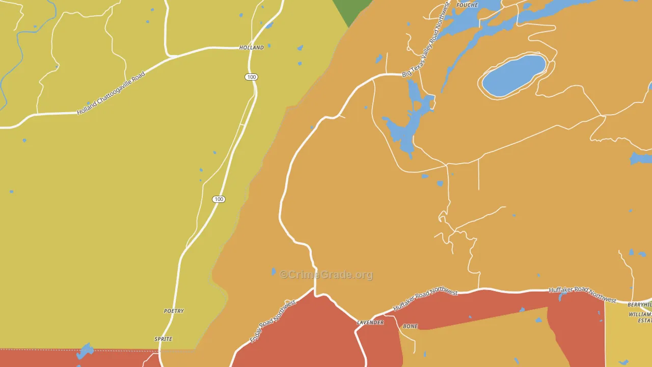 Holland, GA Map of Robbery Rates