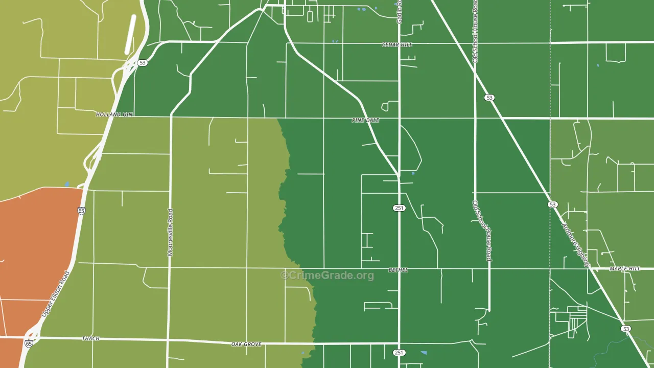 Holland Gin, AL Map of Robbery Rates
