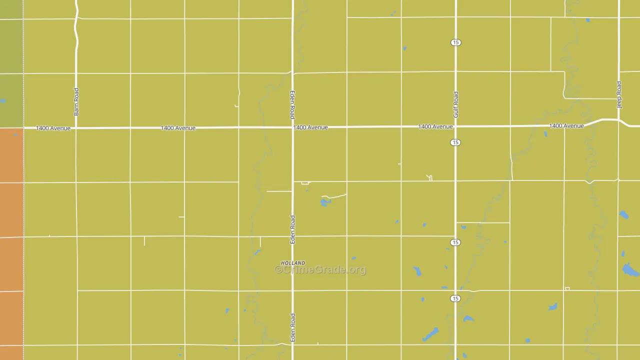 Holland, KS Map of Robbery Rates