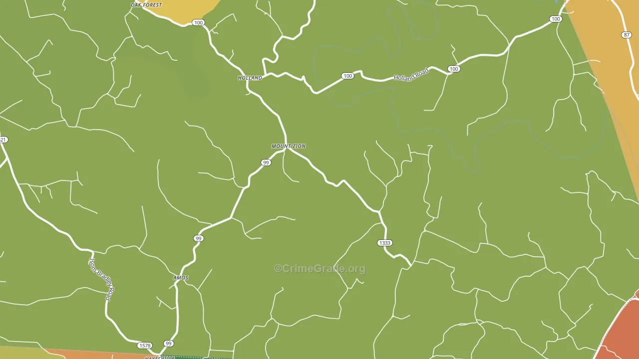 Holland, KY Map of Robbery Rates
