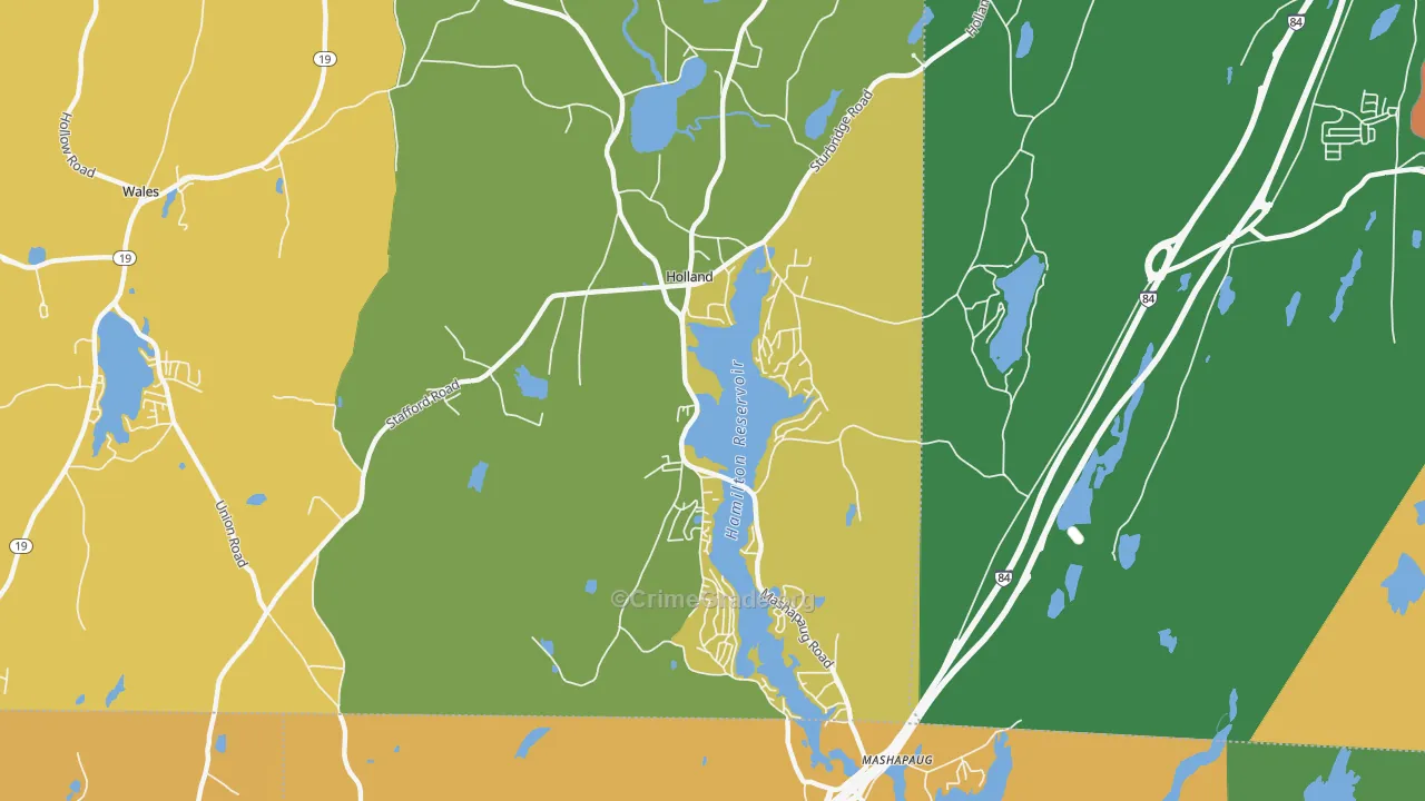 Holland, MA Map of Robbery Rates