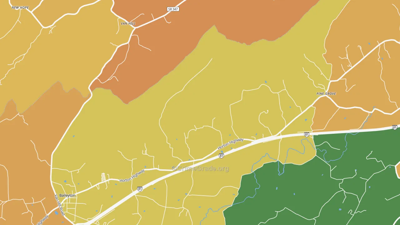 Holland Mill, TN Map of Robbery Rates