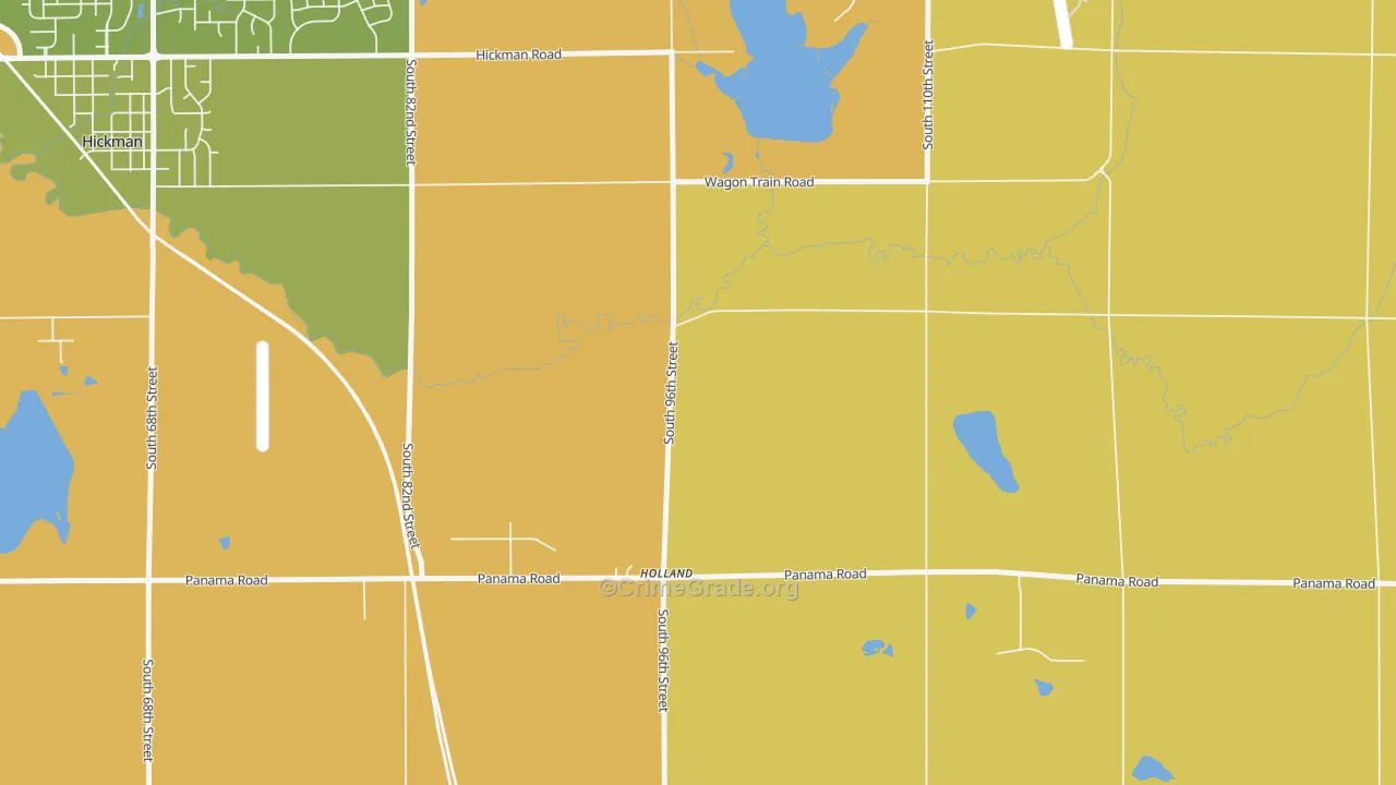 Holland, NE Map of Robbery Rates