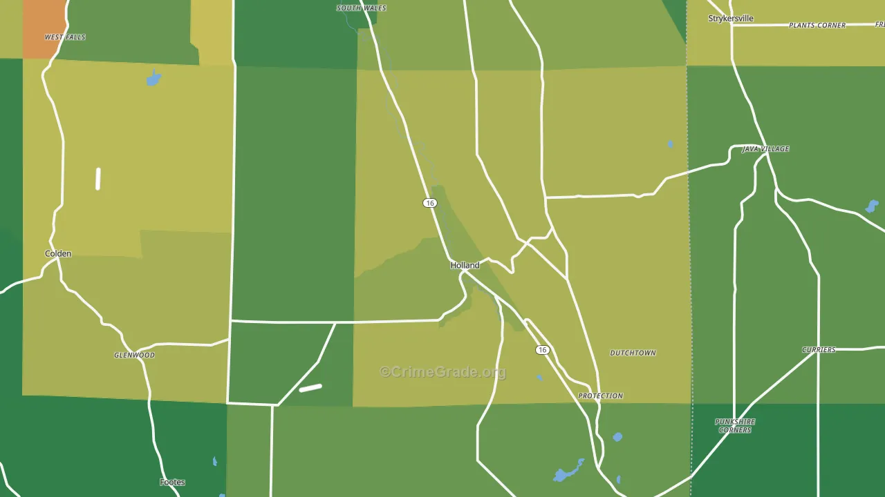 Holland, NY Map of Robbery Rates