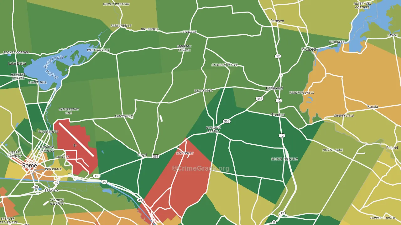 Holland Patent, NY Map of Robbery Rates