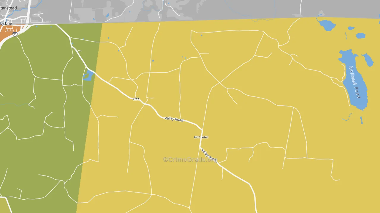 Holland, VT Map of Robbery Rates