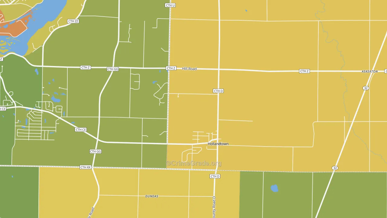 Holland, WI Map of Robbery Rates