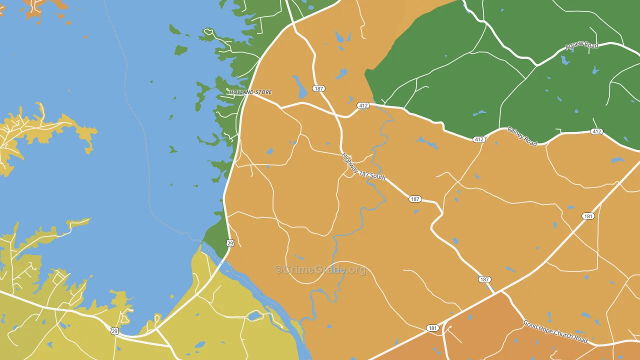 Hollands Store, SC Map of Robbery Rates