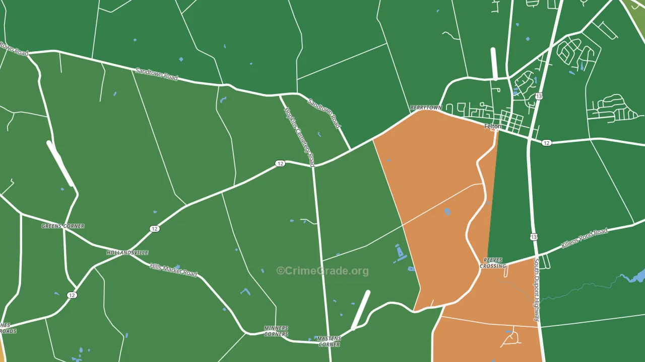 Hollandsville, DE Map of Robbery Rates