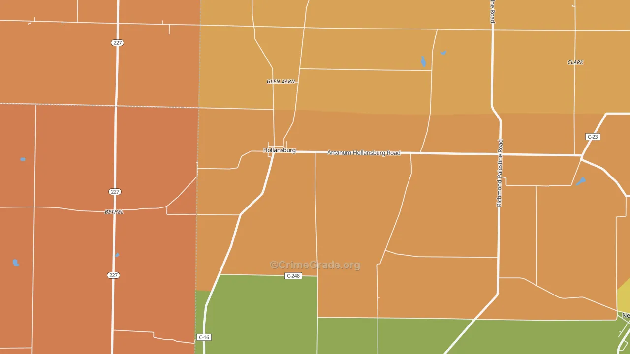 Hollansburg, OH Map of Robbery Rates