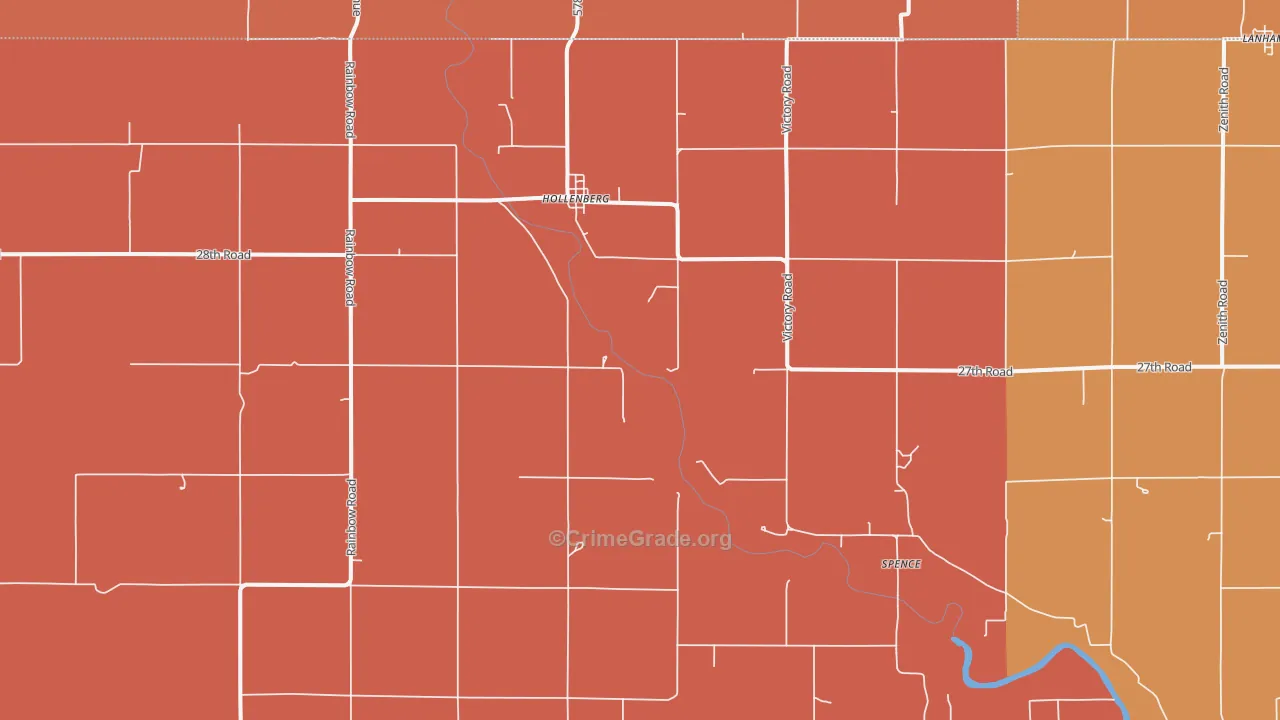 Hollenberg, KS Map of Robbery Rates