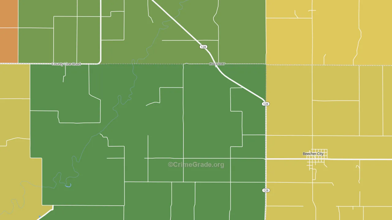 Holliday, IL Map of Robbery Rates