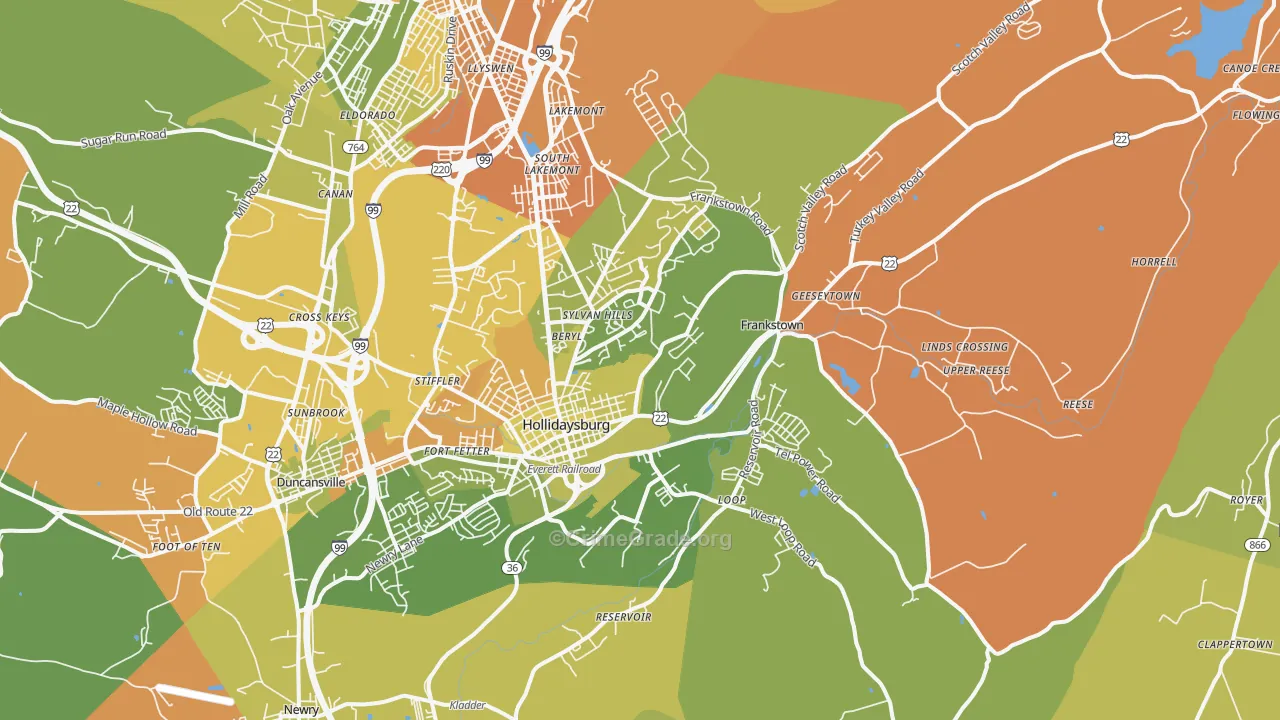 Hollidaysburg, PA Map of Robbery Rates
