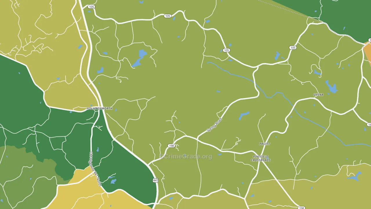 Hollingsworth, GA Map of Robbery Rates