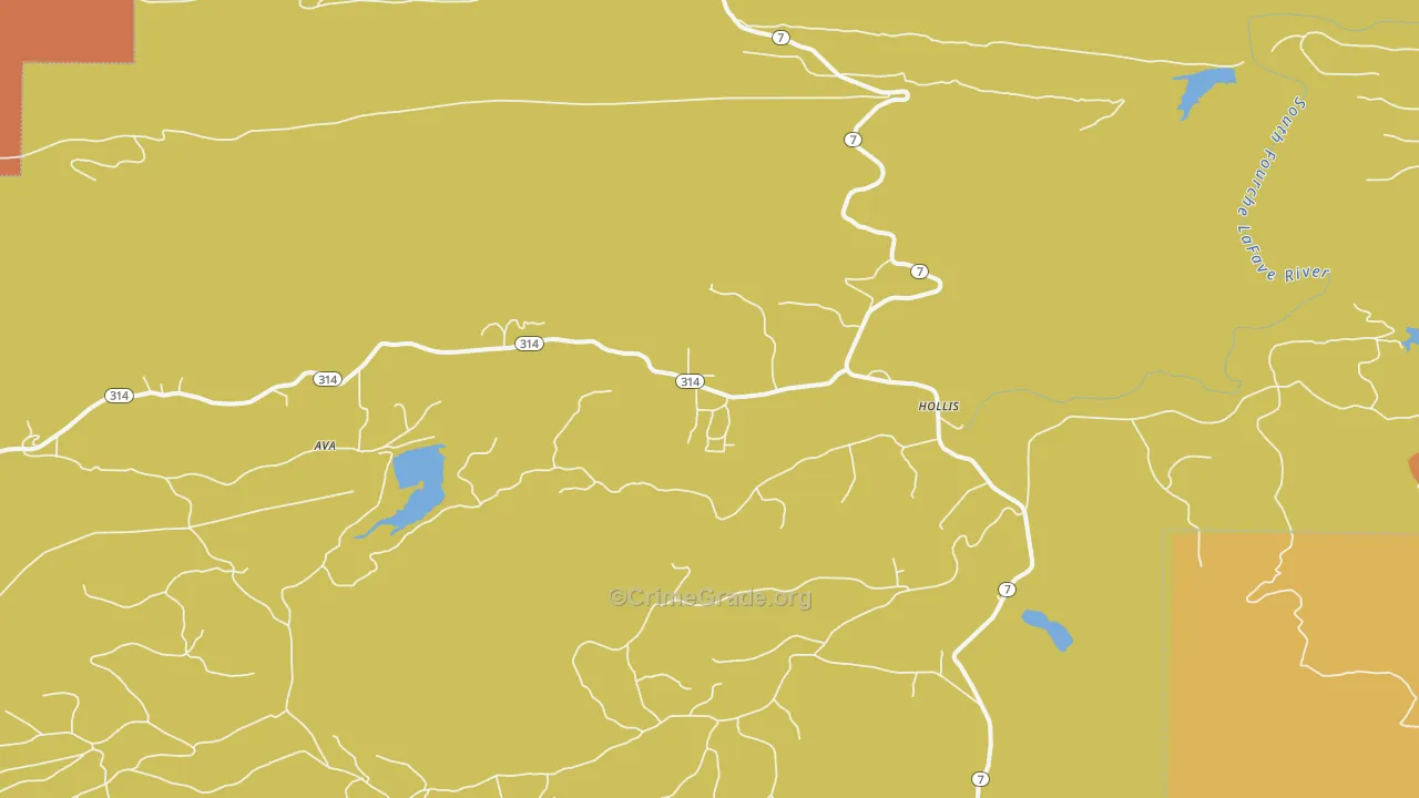 Hollis, AR Map of Robbery Rates