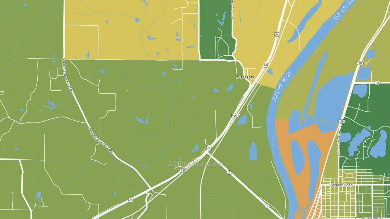 Hollis, IL Map of Robbery Rates