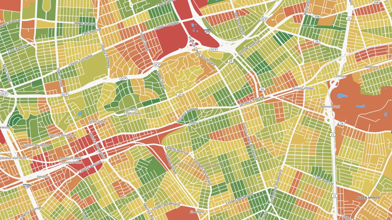Hollis, Queens, NY Map of Robbery Rates