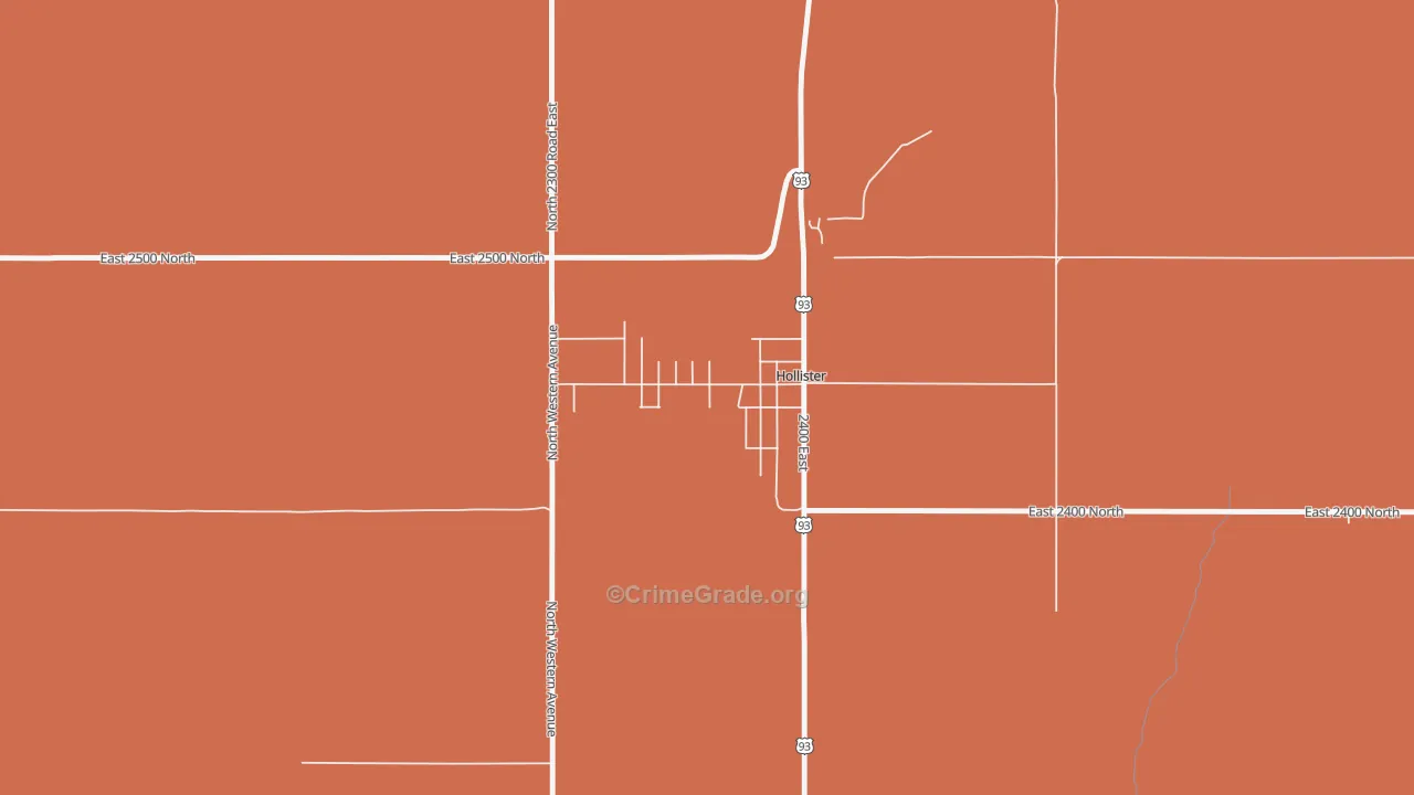Hollister, ID Map of Robbery Rates