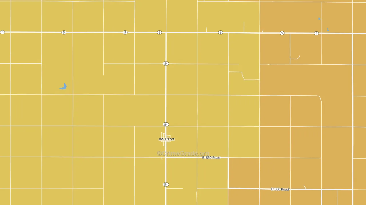Hollister, OK Map of Robbery Rates