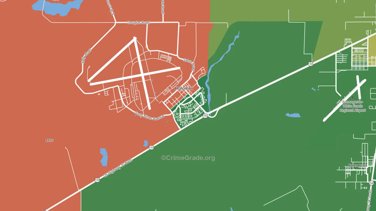 Holloman AFB, NM Map of Robbery Rates