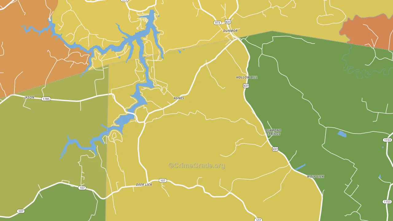Hollow Bill, KY Map of Robbery Rates
