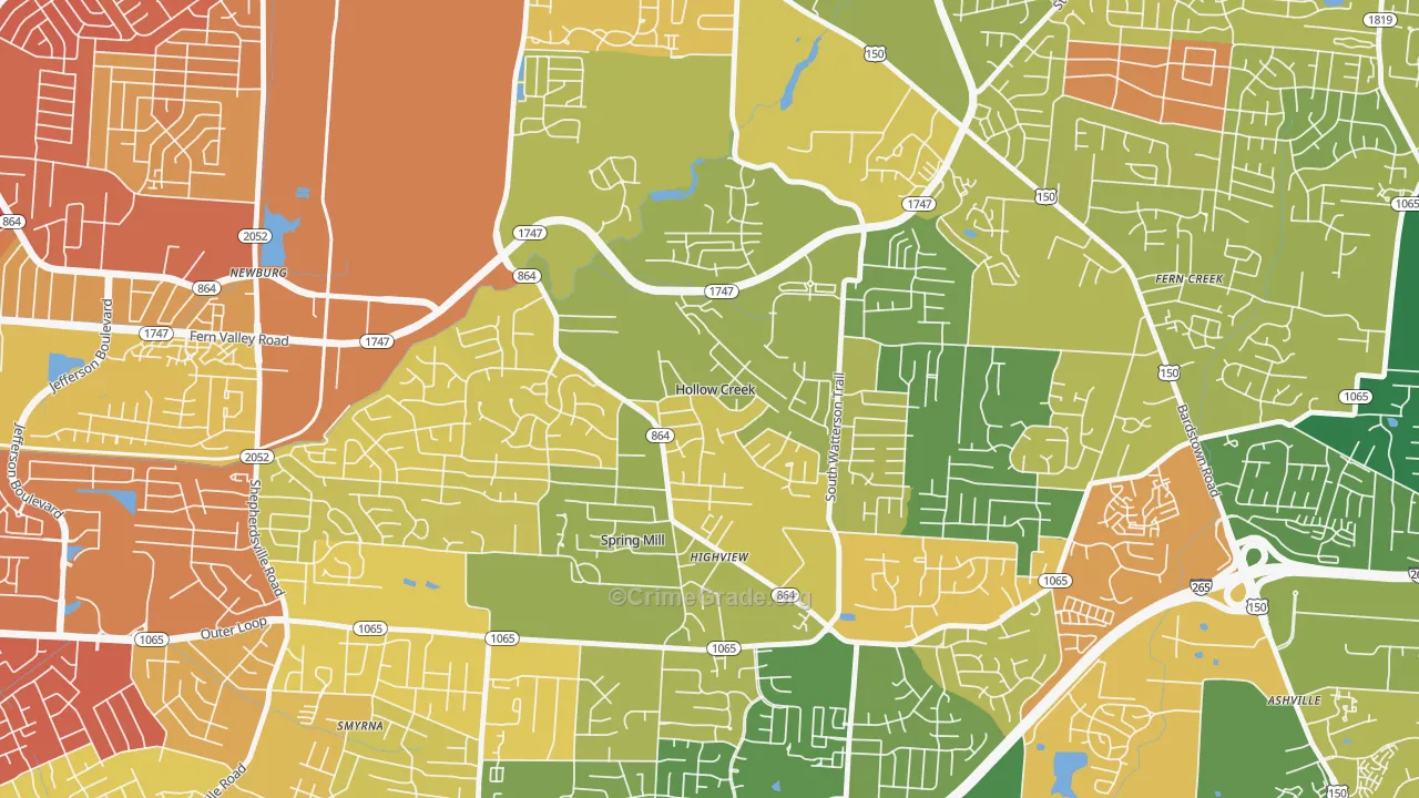 Hollow Creek, KY Map of Robbery Rates