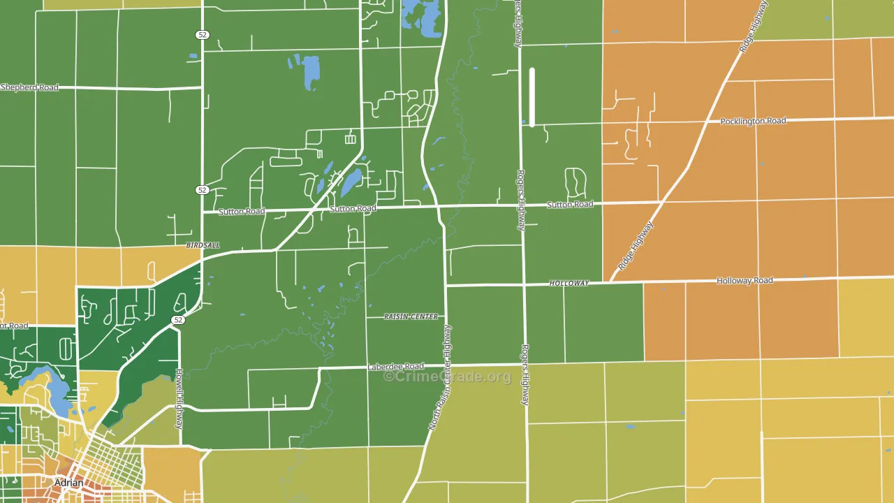 Holloway, MI Map of Robbery Rates