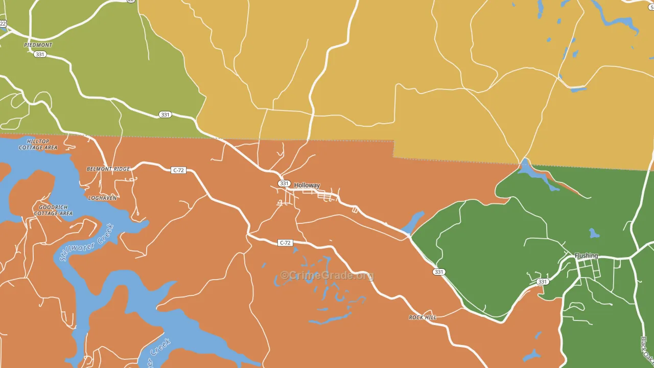 Holloway, OH Map of Robbery Rates