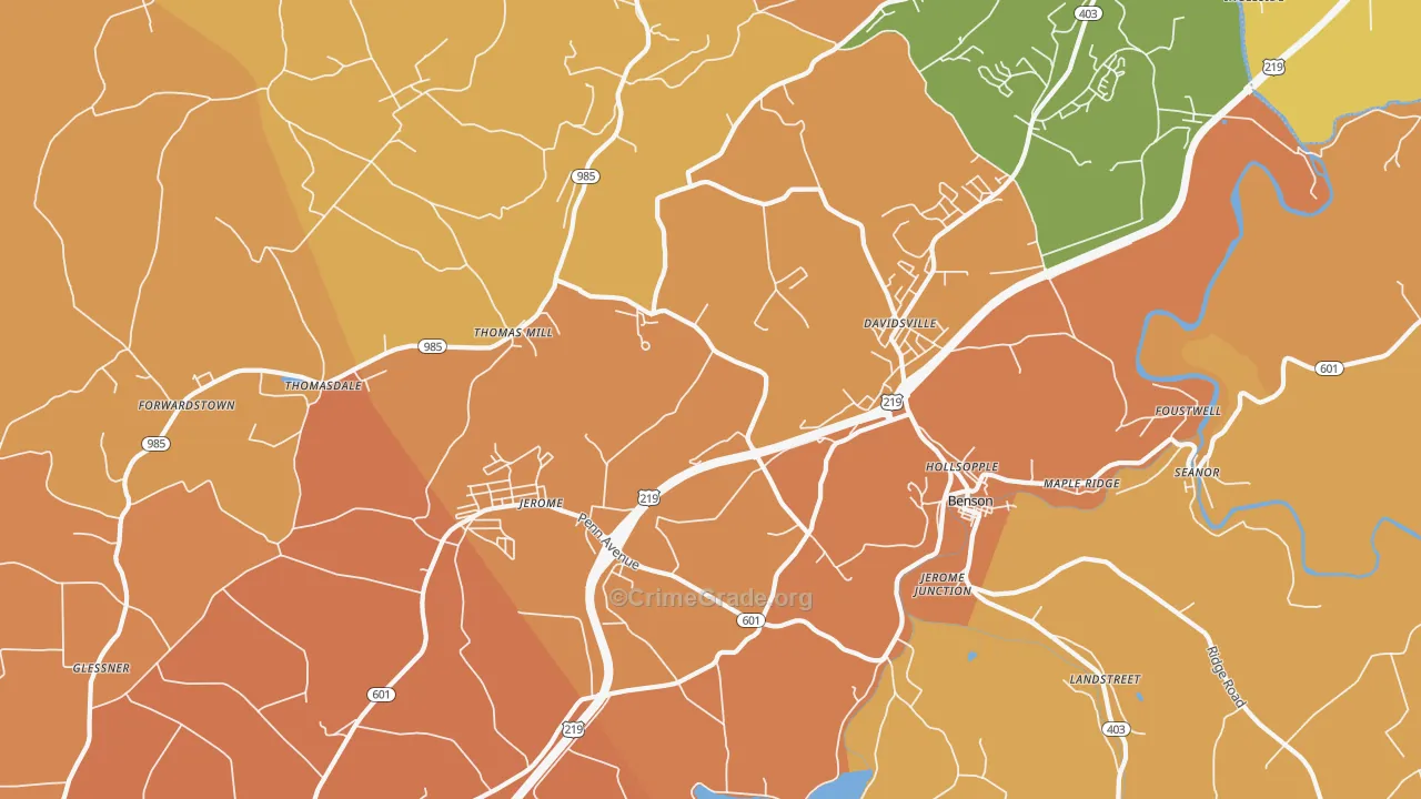 Hollsopple, PA Map of Robbery Rates