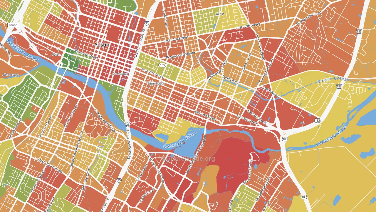 Holly, Austin, TX Map of Robbery Rates