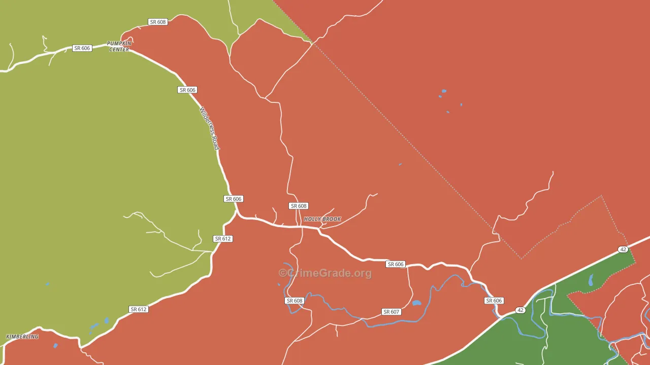 Holly Brook, VA Map of Robbery Rates