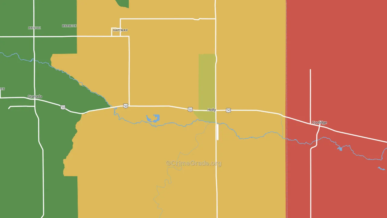 Holly, CO Map of Robbery Rates