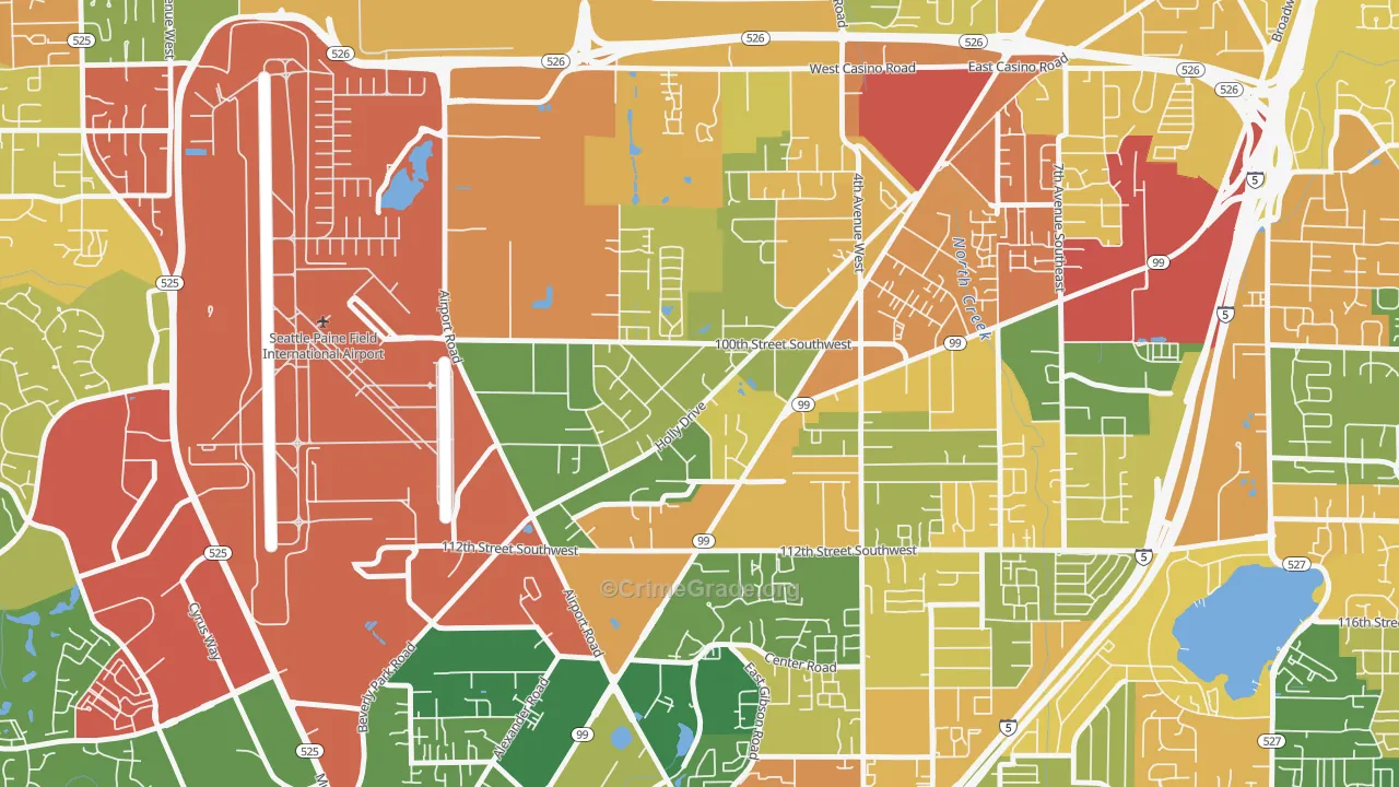 Holly, Everett, WA Map of Robbery Rates