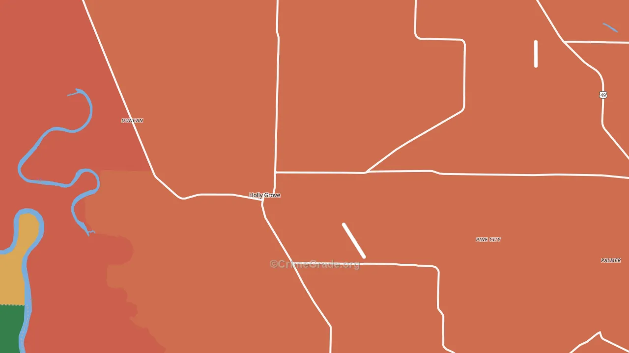 Holly Grove, AR Map of Robbery Rates