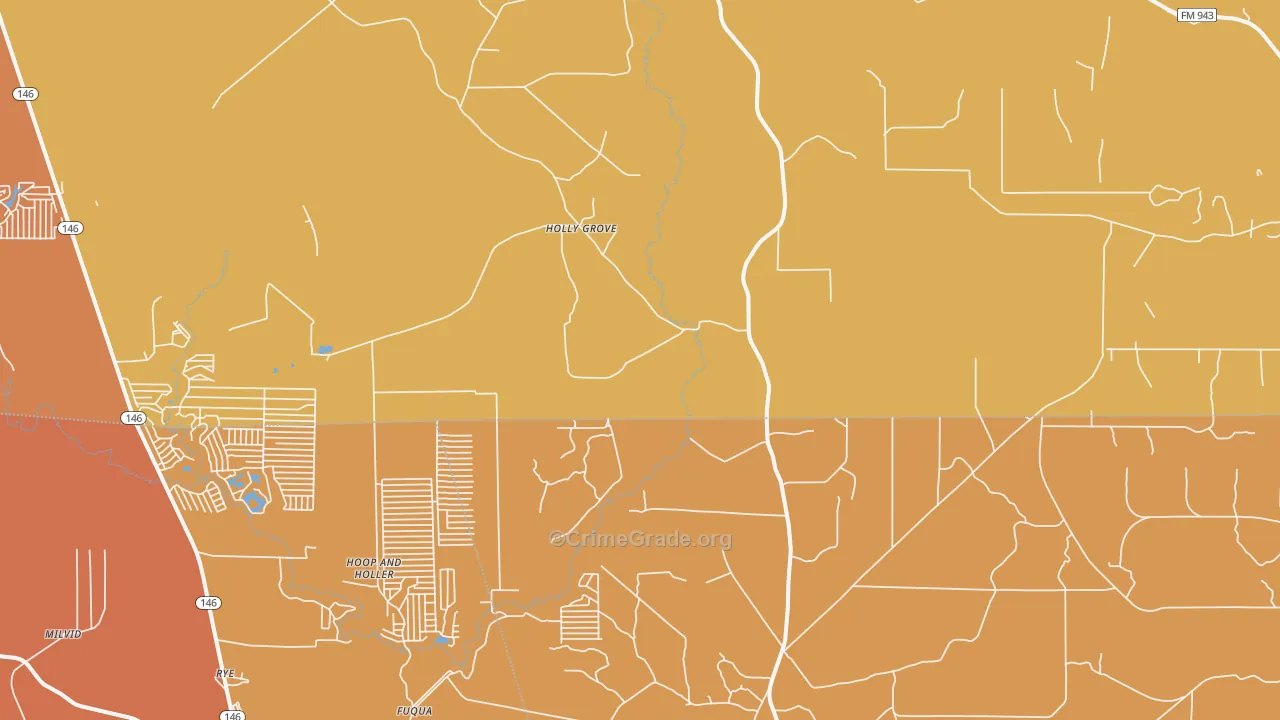 Holly Grove, TX Map of Robbery Rates