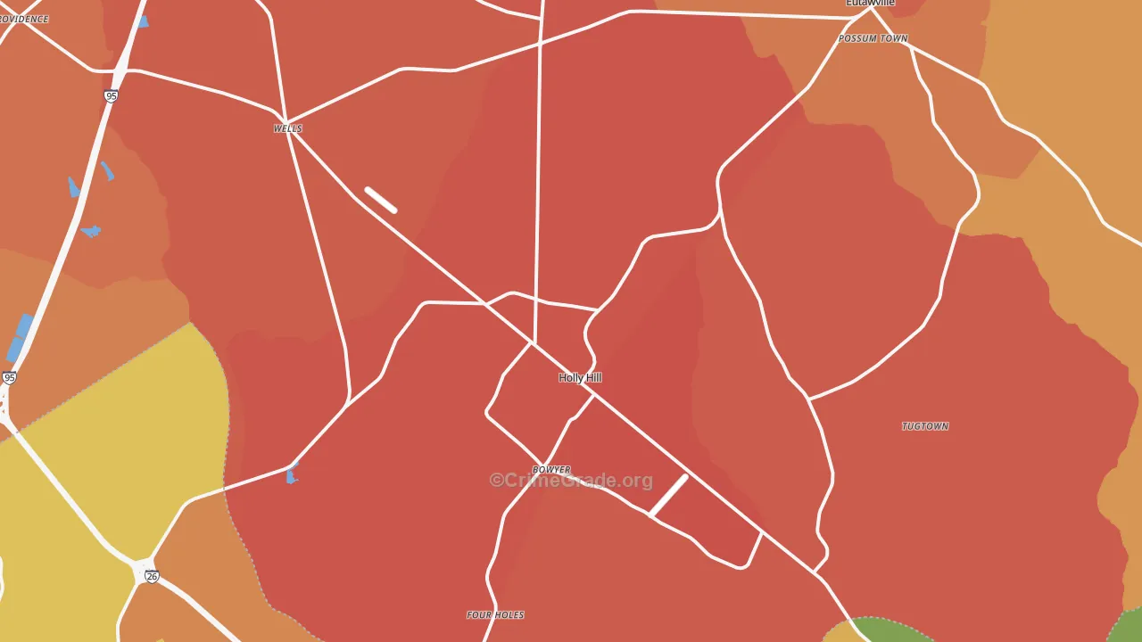 Holly Hill, SC Map of Robbery Rates